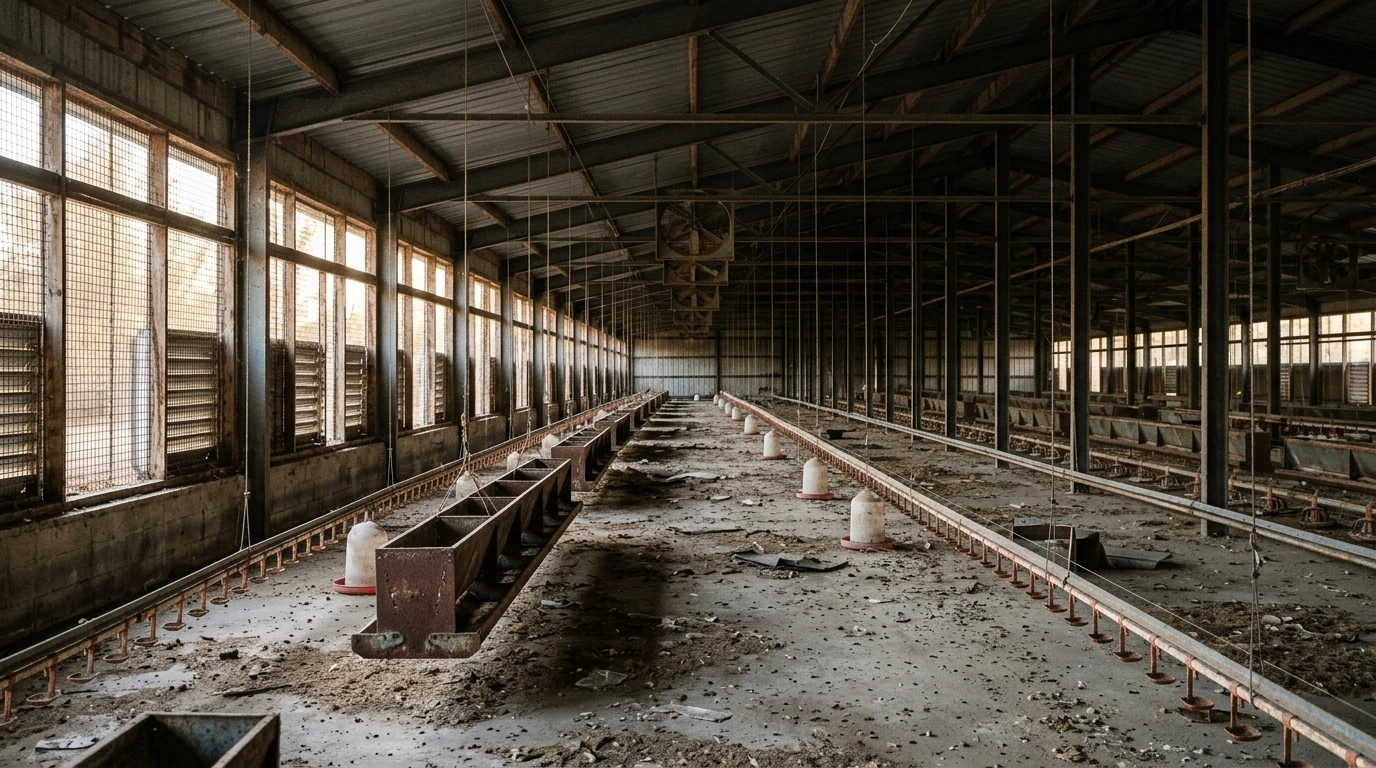empty poultry shed of poor farmer