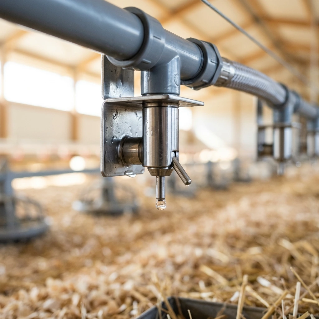 Water line in a poultry farm